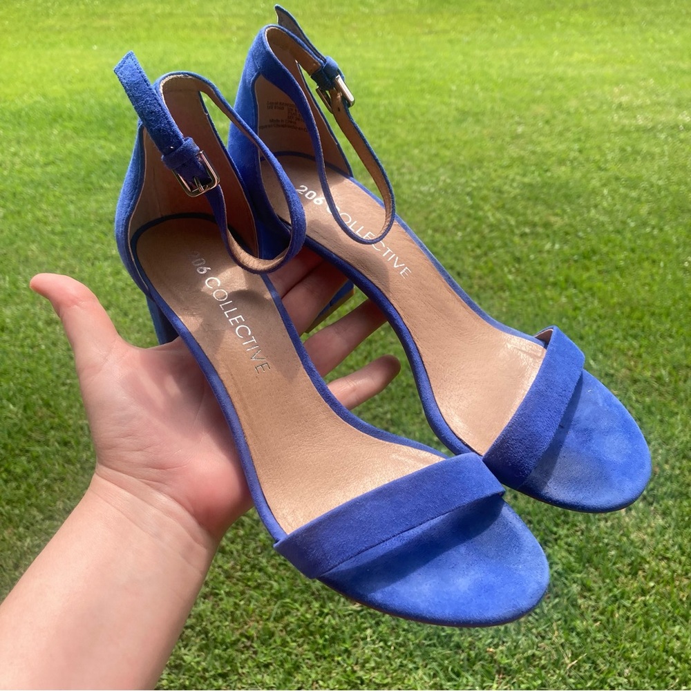 206 Collective cobalt blue ankle strap 3 in heels size 9.5 B(M) with box GUC